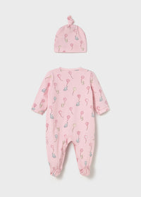 Mayoral Pink Elephant Sleepsuit and Hat