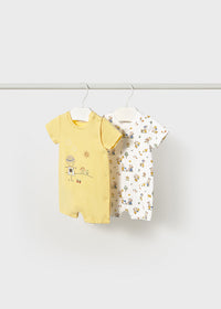 Mayoral Yellow Farm/Bunny Print Rompers