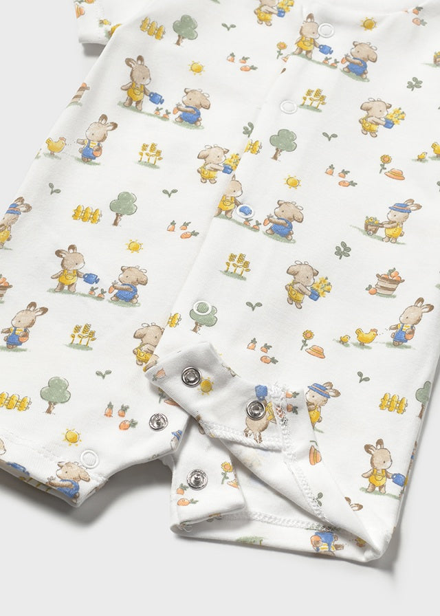 Mayoral Yellow Farm/Bunny Print Rompers