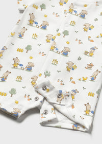 Mayoral Yellow Farm/Bunny Print Rompers