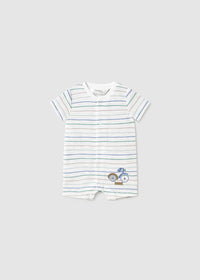 Mayoral Green Car/Striped Bike Romper