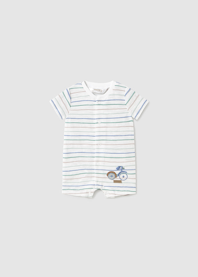 Mayoral Green Car/Striped Bike Romper
