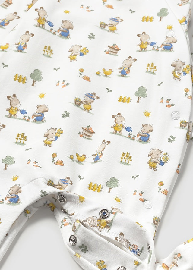 Mayoral  Yellow/Print Bunny Sleepsuits