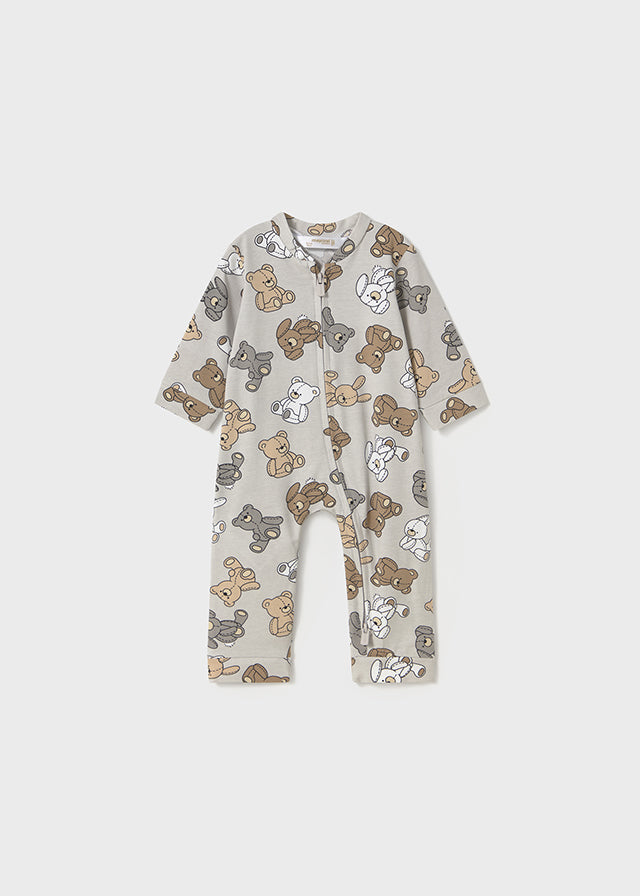 Mayoral Grey Bunny/Bear Zippy Sleepsuit