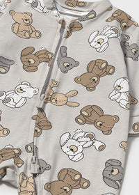 Mayoral Grey Bunny/Bear Zippy Sleepsuit