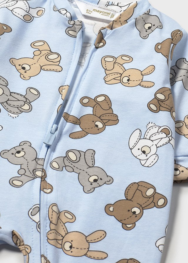 Mayoral Blue Bunny/Bear Zippy Sleepsuit