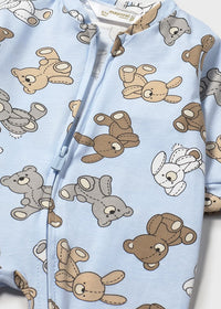 Mayoral Blue Bunny/Bear Zippy Sleepsuit