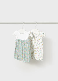 Mayoral Girls Jade Green/Floral Rompers