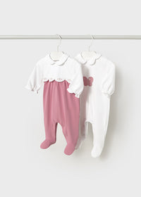 Mayoral Dark Pink Butterfly/Pink and White Sleepsuits
