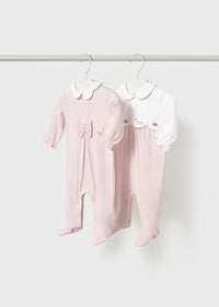 Mayoral Baby Pink Butterfly/Pink and White Sleepsuits