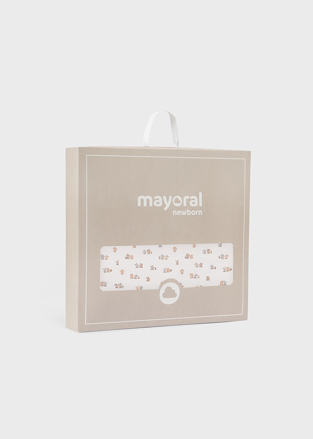 Mayoral Beige Bunny Print  Baby Blanket