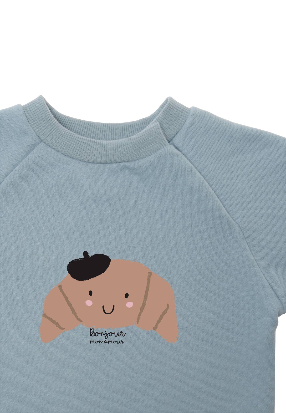 Light blue sweatshirt with "Croissant" print