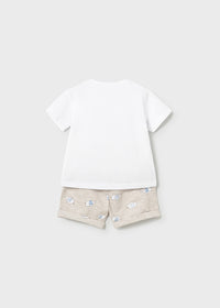 Mayoral White/Beige Elephant Short Set