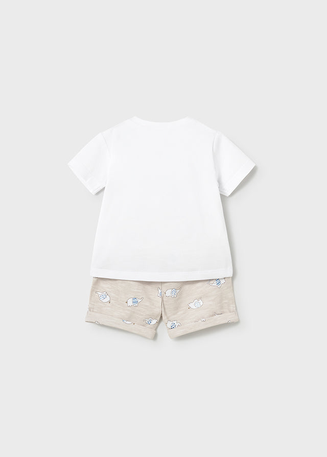 Mayoral White/Beige Elephant Short Set