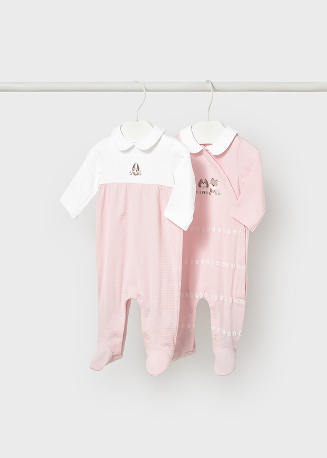 Mayoral  Dog Pink Cotton Sleepsuits