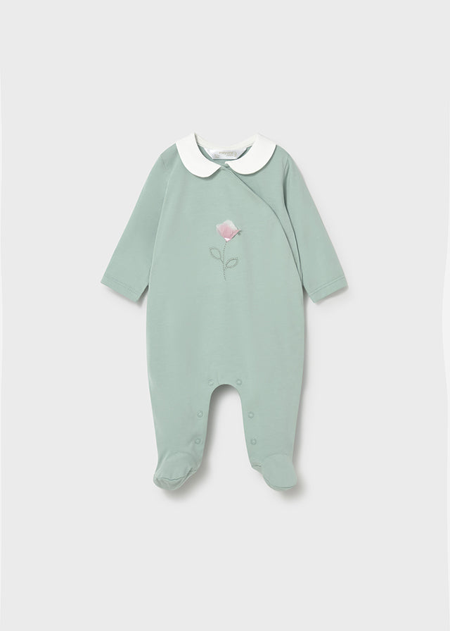 Mayoral Mint Floral Cotton Sleepsuits
