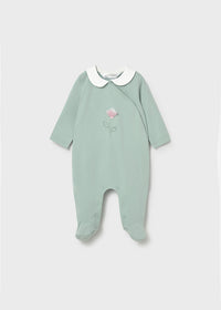 Mayoral Mint Floral Cotton Sleepsuits