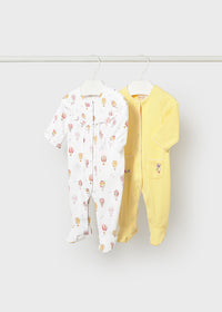 Mayoral Hot Air Balloon/yellow Cotton Sleepsuits