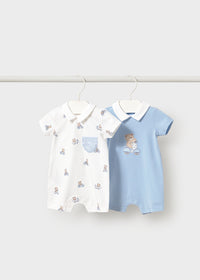 Mayoral Blue Teddy Bear Bike Romper