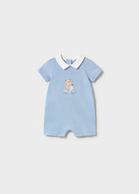 Mayoral Blue Teddy Bear Bike Romper