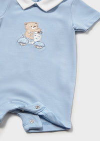 Mayoral Blue Teddy Bear Bike Romper