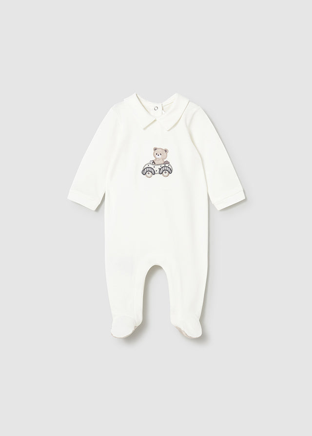 Mayoral White/Beige Bear Sleepsuits