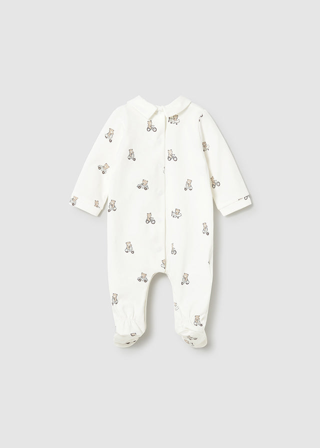 Mayoral White/Beige Bear Sleepsuits