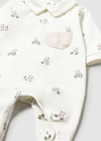 Mayoral White/Beige Bear Sleepsuits