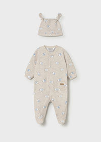 Mayoral Elephant Print Sleepsuit and Hat