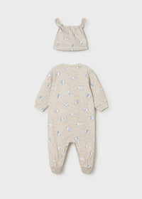 Mayoral Elephant Print Sleepsuit and Hat