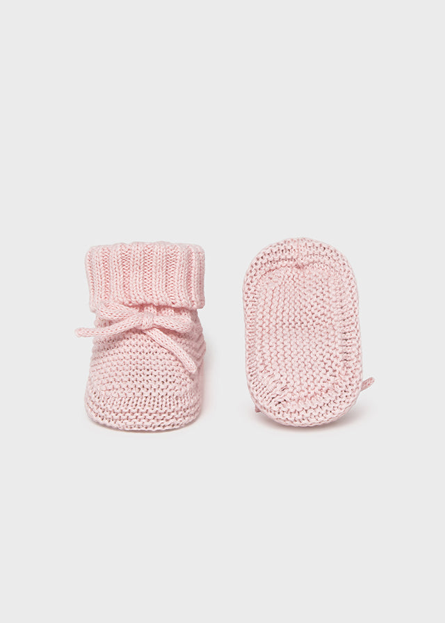 Mayoral Pink Knit Booties
