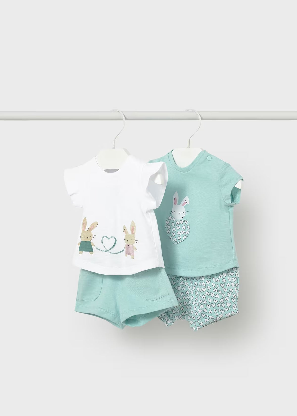 Mayoral White/Mint Bunny Short Set