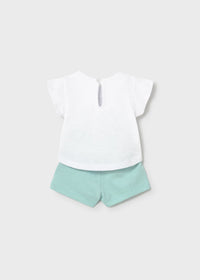 Mayoral White/Mint Bunny Short Set