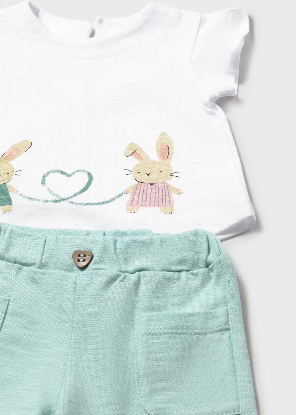 Mayoral White/Mint Bunny Short Set