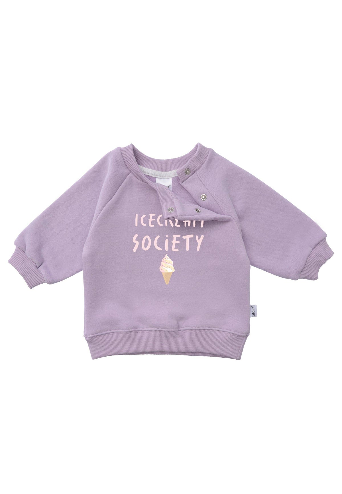 Lilac sweatshirt with "Icecream Society" print