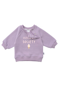 Lilac sweatshirt with "Icecream Society" print