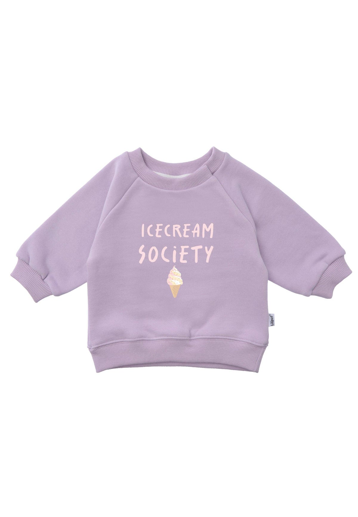 Lilac sweatshirt with "Icecream Society" print