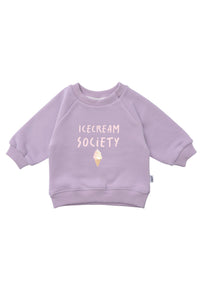 Lilac sweatshirt with "Icecream Society" print