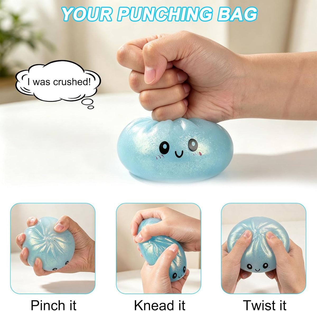 Squishy Bun Large Glitter & Sugar Rainbow Mystery Sugar Dumpling
