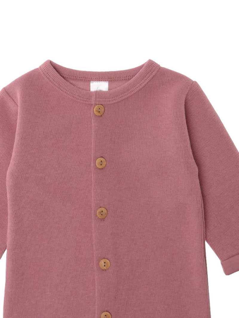 Rib-knit Romper in rosewood