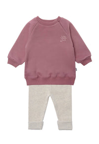 Set with sweatshirt in rosewood and "to the moon" leggings