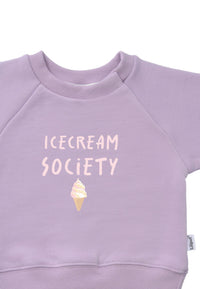 Lilac sweatshirt with "Icecream Society" print