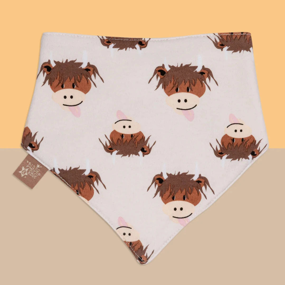 Neutral Hamish Highland Cow Bib