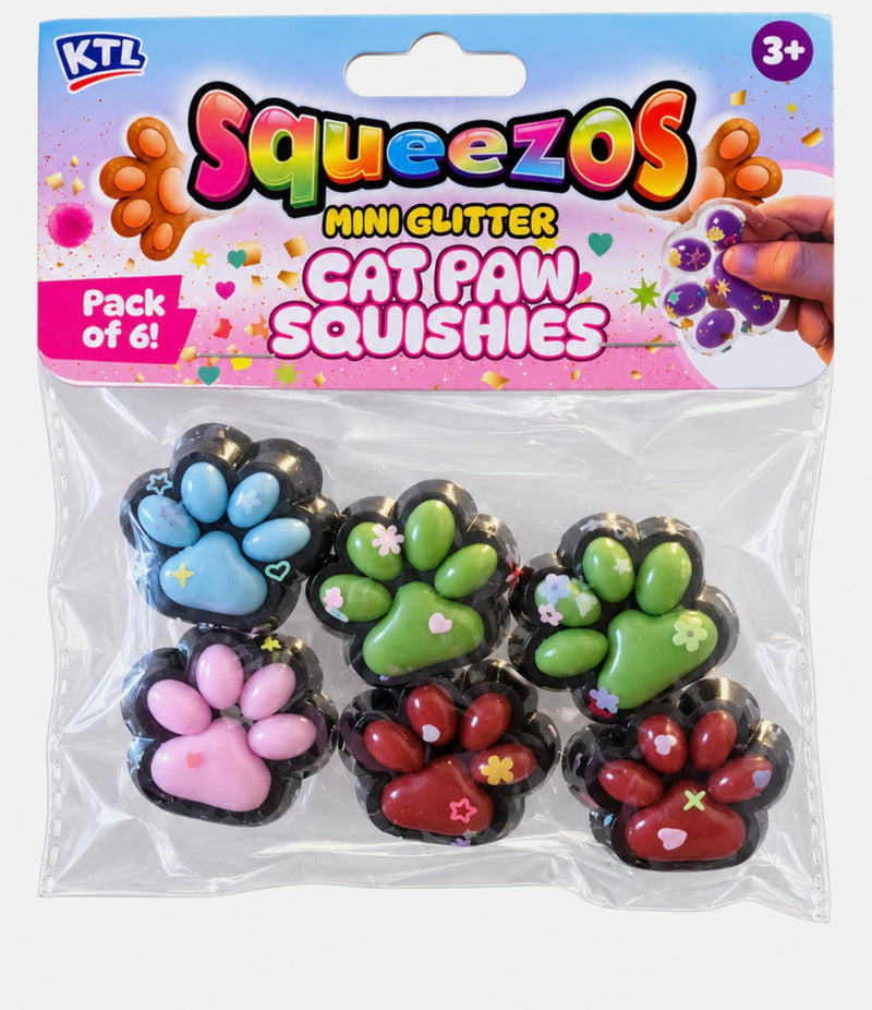 Mini Glitter Cats Paw Squishies pack of 6