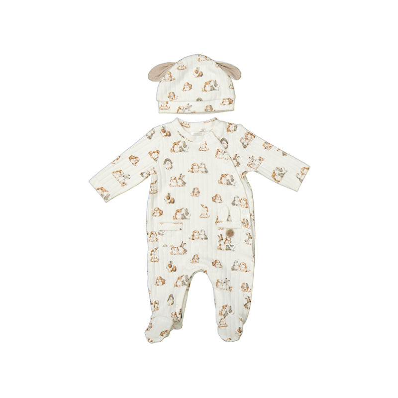 Mayoral Bunny Sleepsuit With Hat