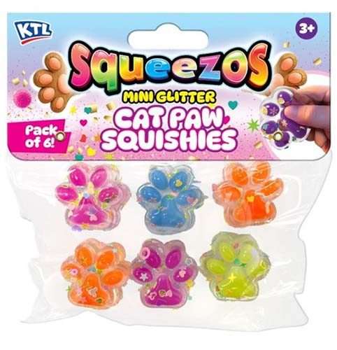 Mini Glitter Cats Paw Squishies pack of 6