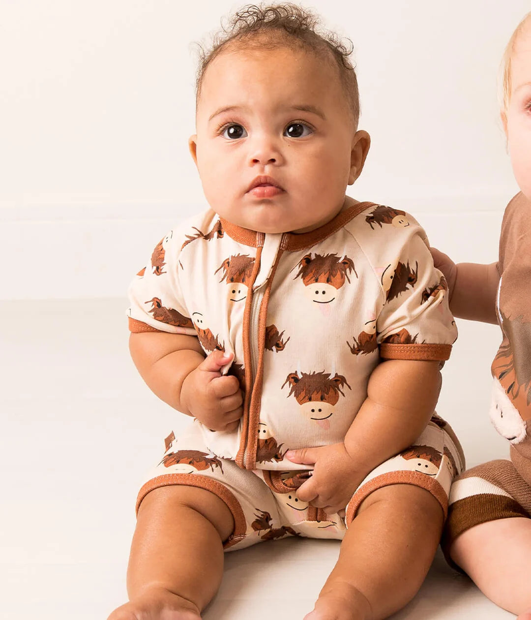 Neutral Highland Cow Summer Romper
