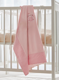 Mayoral Baby Pink Embroidered Bunny Blanket