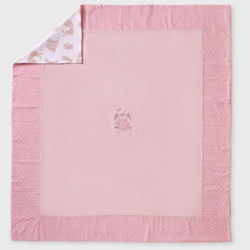 Mayoral Baby Pink Embroidered Bunny Blanket