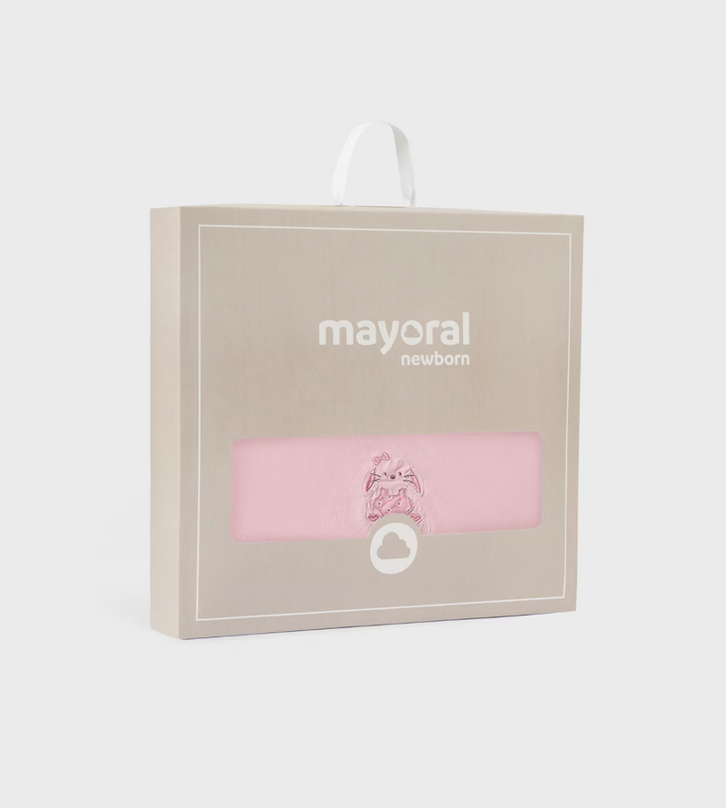 Mayoral Baby Pink Embroidered Bunny Blanket